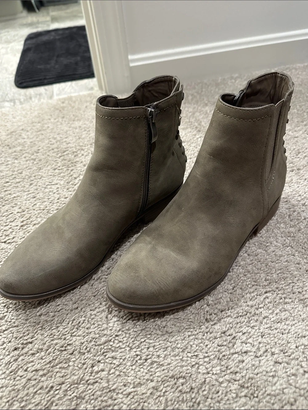 Women's Taupe Ankle Booties - Stylish Side-Zip